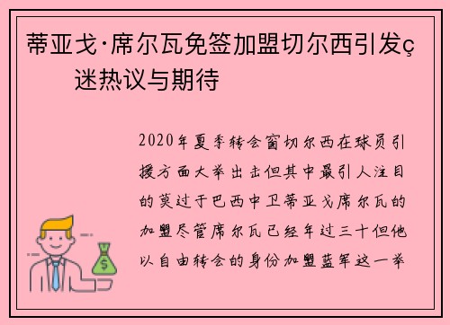 蒂亚戈·席尔瓦免签加盟切尔西引发球迷热议与期待 蒂亚戈·席尔瓦免签加盟切尔西引发球迷热议与期待